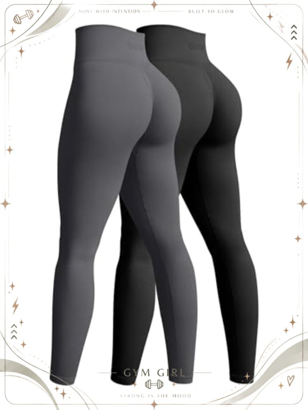 OQQ Women Seamless High Waist Tummy Control Yoga Leggings 2 Pack